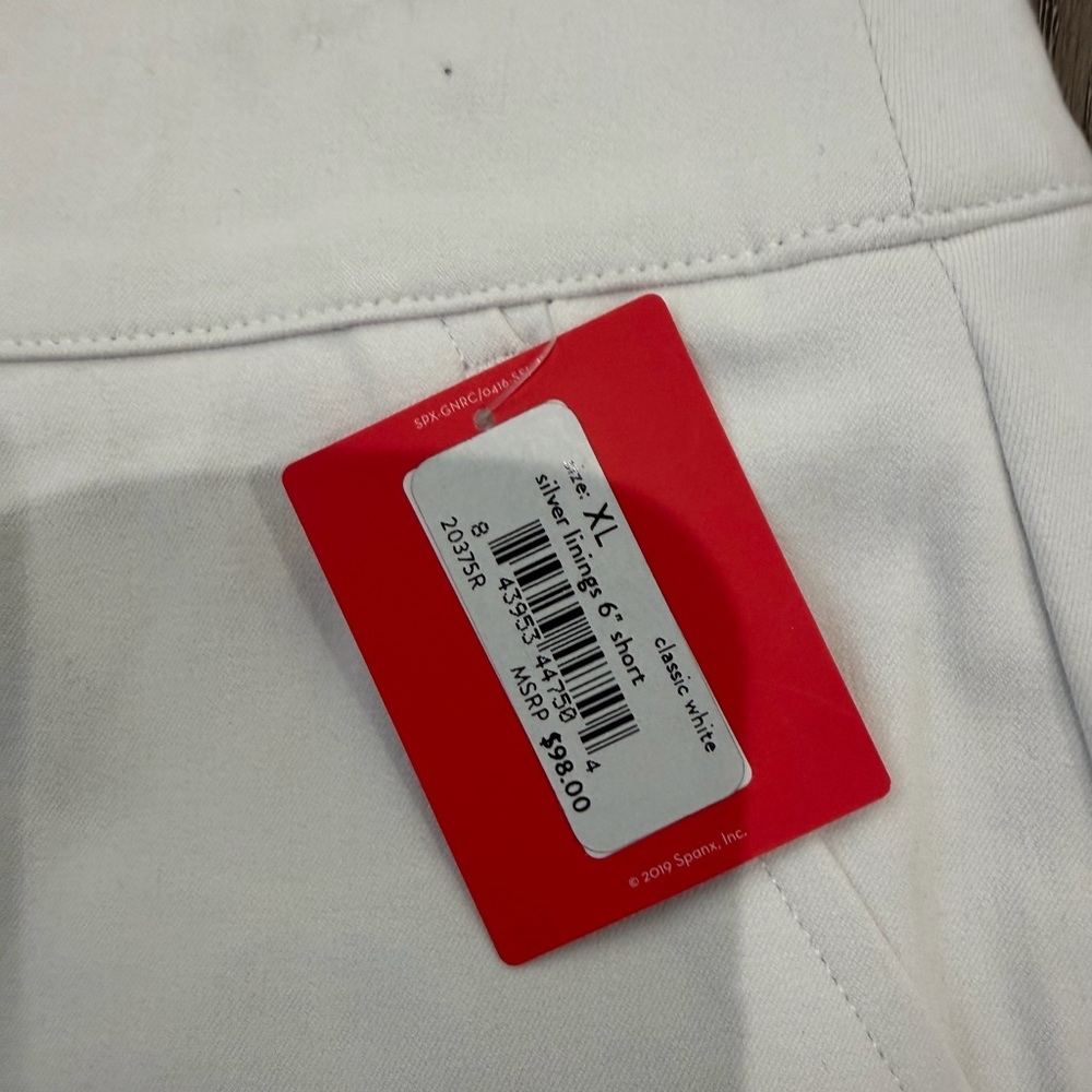 SPANX High Waist Silver Lining 6”White Women's Shorts - Picture 3 of 4